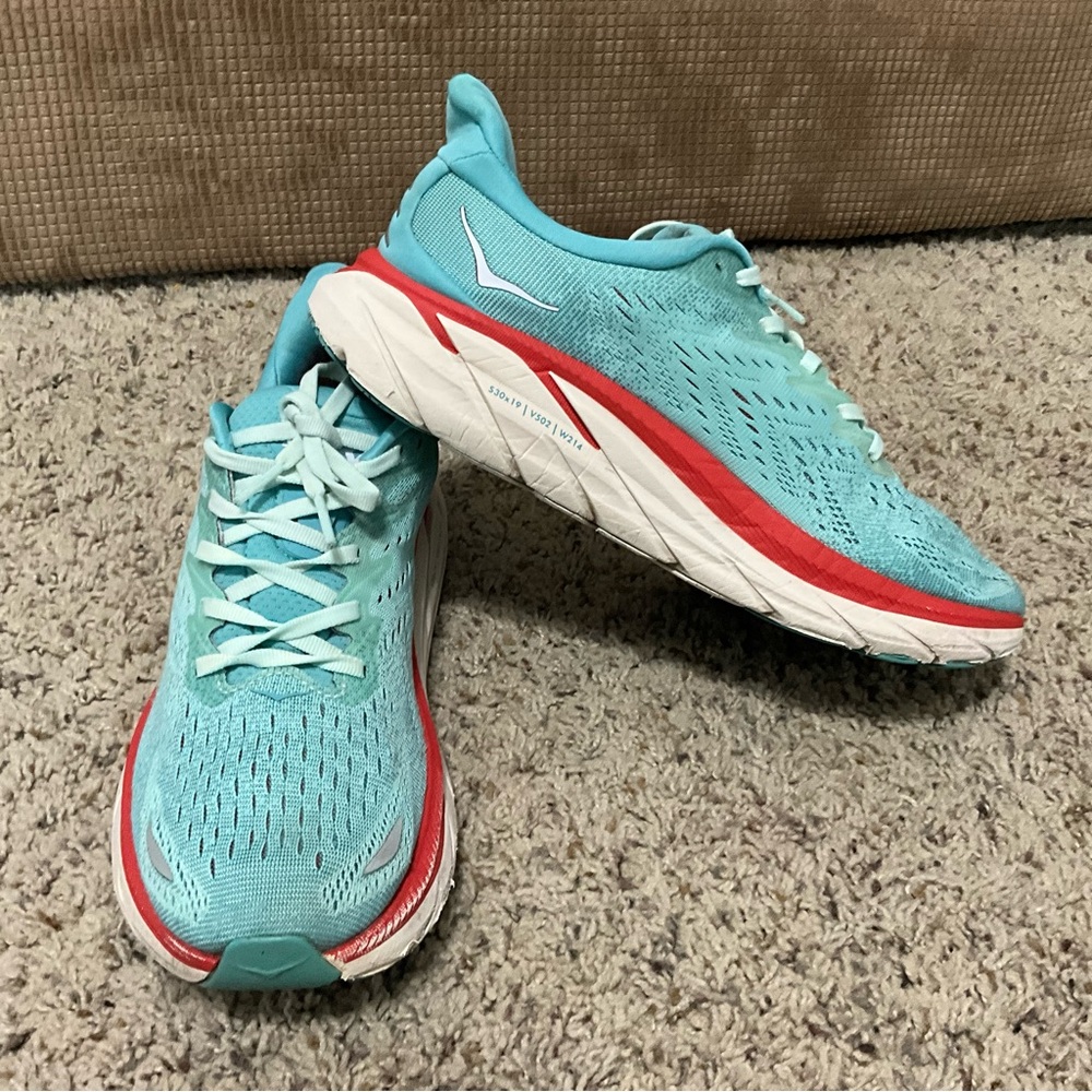 Hoka Women's Teal and Red Athletic Shoes 9B - Picture 6 of 13